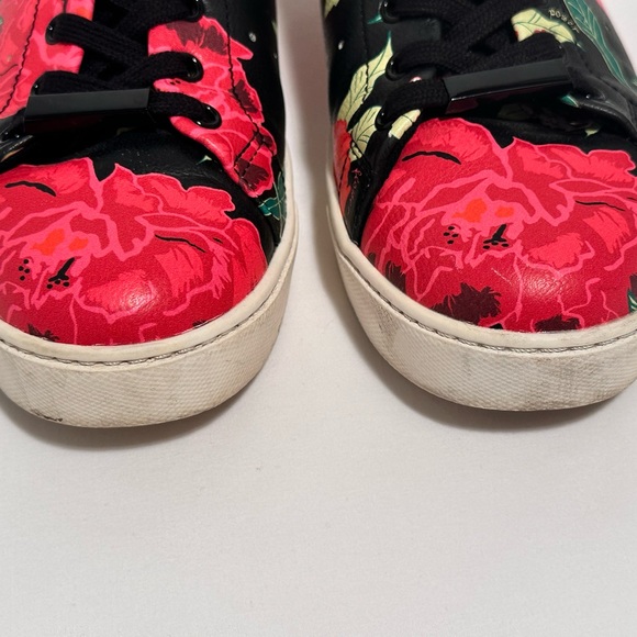 ALDO Floral Print Sneakers - Black & Red Rose Low Top Lace-Ups - Picture 6 of 7